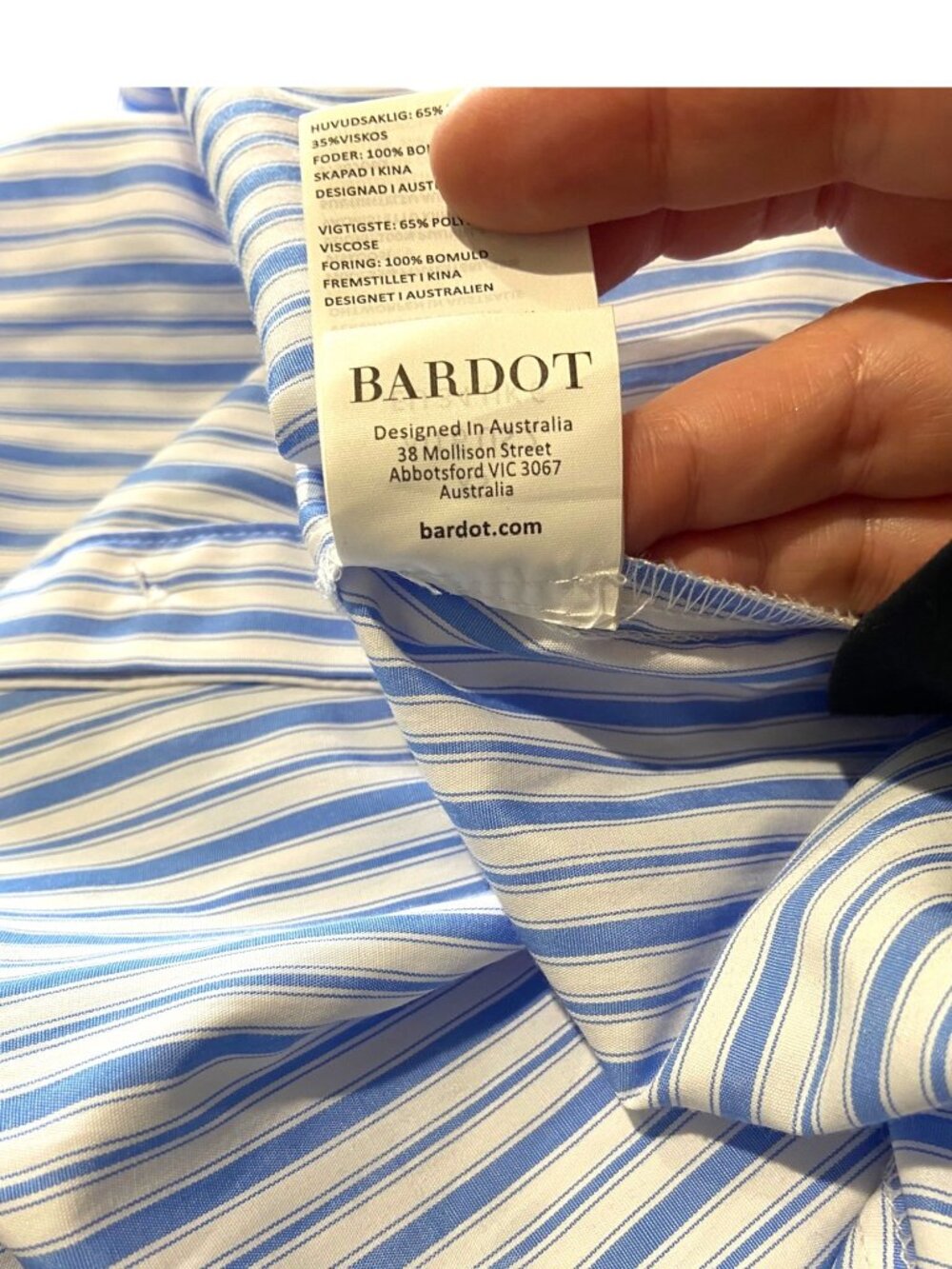 Bardot Cut Out Striped Maxi Dress Blue Size XS Coastal Preppy Cottagecore Summer - Picture 6 of 15